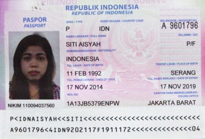 
Hộ chiếu thu giữ trên người nữ nghi phạm thứ 2. Ảnh: Daily Mail
