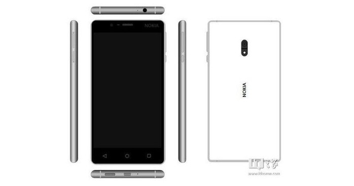 
Hìn ảnh rò rỉ Nokia 5 với thiết kế tương tự Nokia 6 gồm các cạnh bo tròn và dải nút điều hướng quen thuộc của Android.
