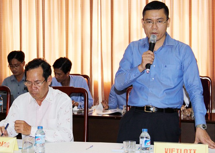 Ông Nguyễn Thanh Đạm, Phó tổng giám đốc Vietlott, khẳng định doanh nghiệp không có chủ trương cho đại lý in sẵn vé điện toán để bán sai địa bàn phát hành. Ảnh: Việt Tường.