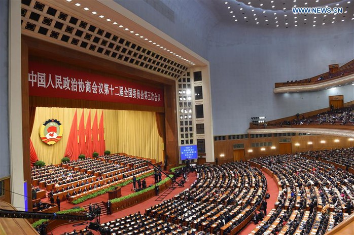 Các đại biểu dự kỳ họp thứ 5 Chính Hiệp khóa 12 tại Đại lễ đường Nhân dân ở thủ đô Bắc Kinh. Ảnh: REUTERS