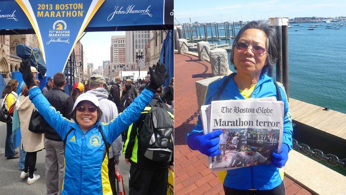 
Bà Chau Smith tham gia giải Boston Marathon hồi năm 67 tuổi. Ảnh: SPORTSONEARTH.COM
