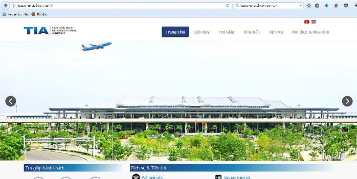 Trang web của sân bay Tân Sơn Nhất đã hoạt động bình thường trở lại - Ảnh chụp màn hình
