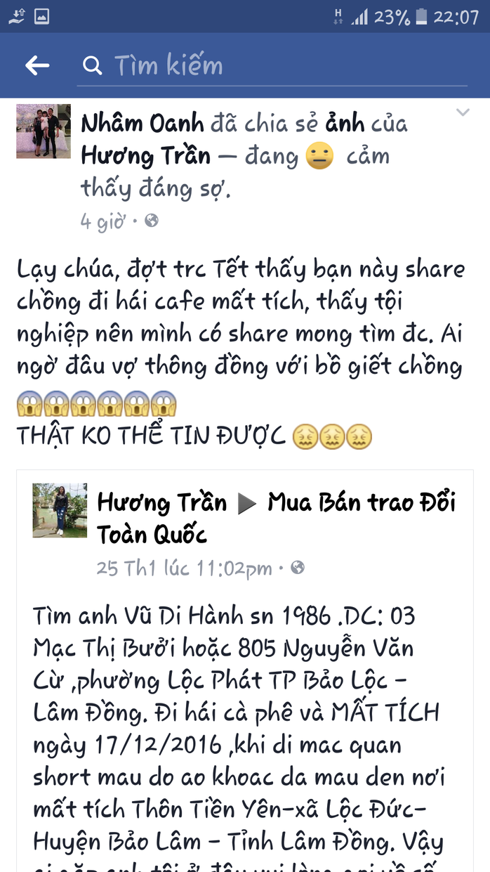 
Cư dân mạng tỏ ra sốc với tin tìm người mất tích về vụ giết người chôn xác ở Lâm Đồng.
