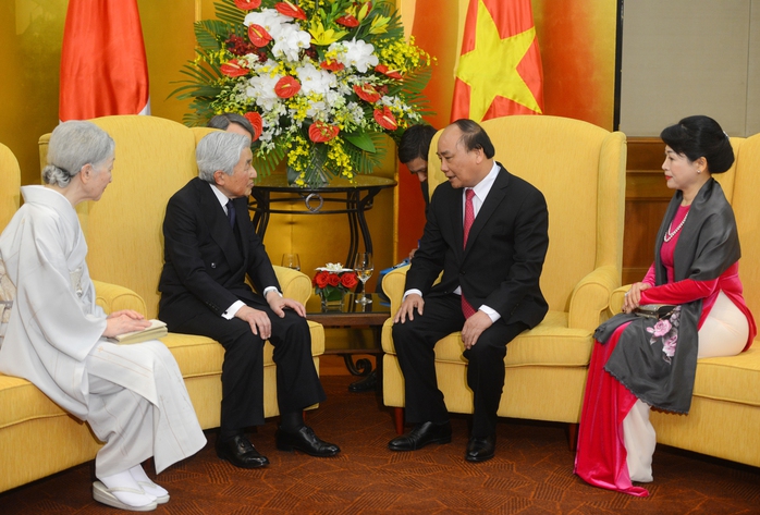 
Thủ tướng Nguyễn Xuân Phúc và phu nhân hội kiến Nhà vua Akihito và Hoàng hậu Michiko - Ảnh: Nguyễn Anh Tuấn
