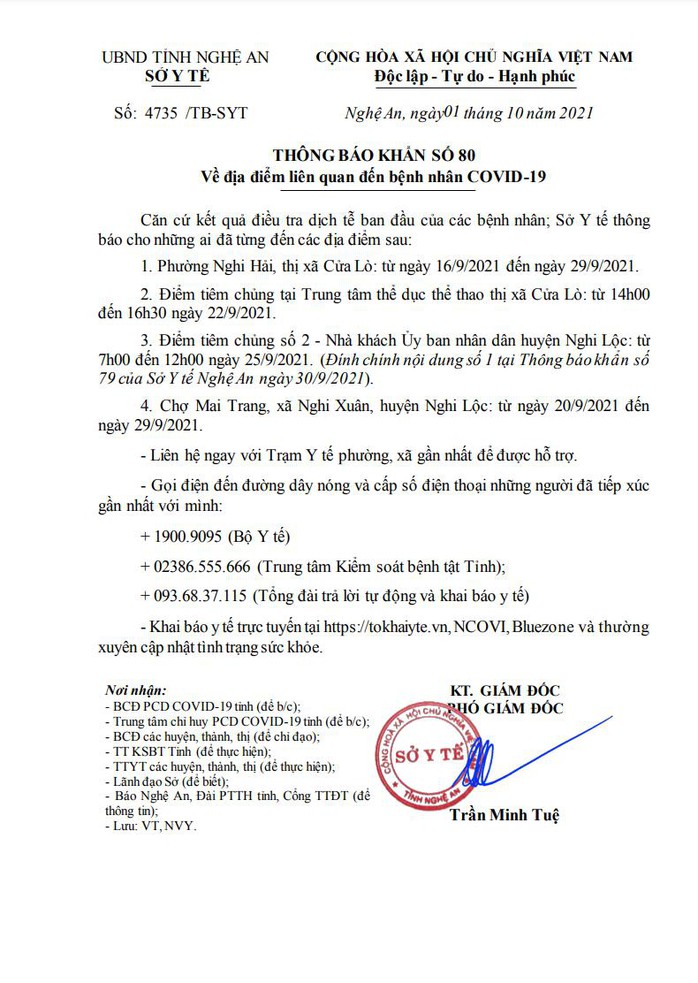 KHẨN: Tìm người đến các địa điểm tiêm chủng, chợ liên quan nhiều ca Covid-19 ở Nghệ An - Ảnh 1.