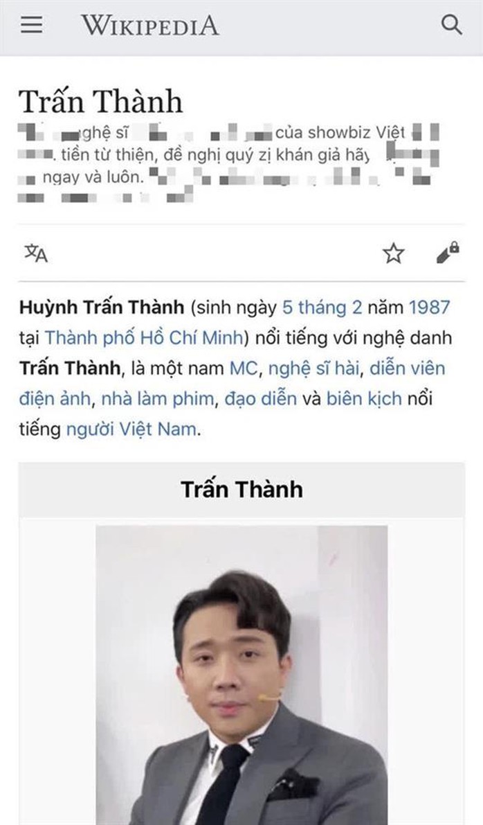 Trấn Thành bị công kích trên Wikipedia - Ảnh 1.