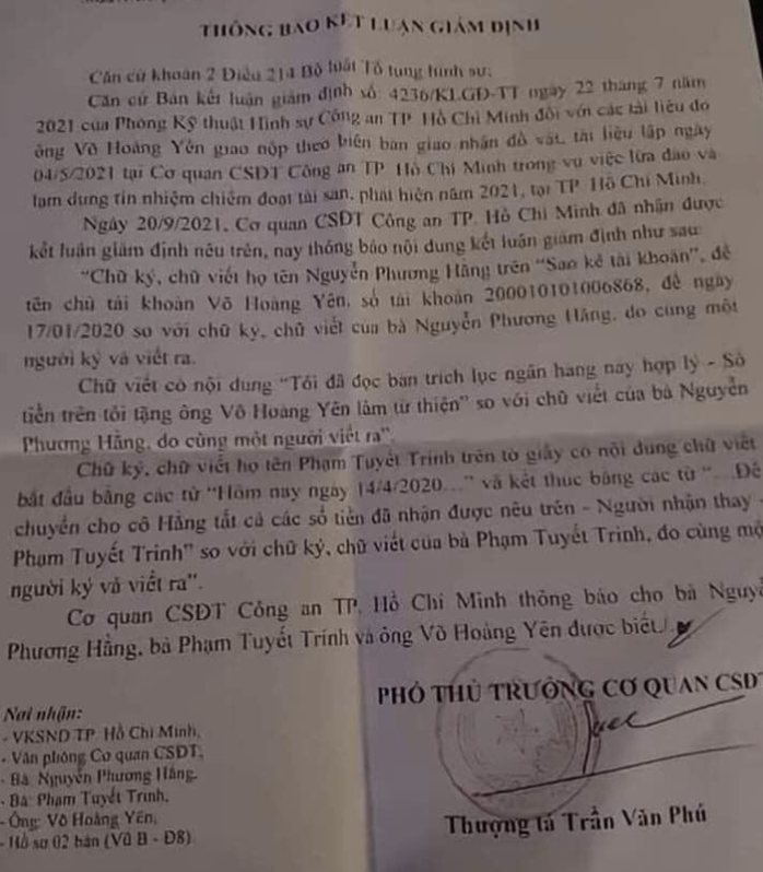Diễn biến mới nhất vụ Nguyễn Phương Hằng - Võ Hoàng Yên - Ảnh 1.