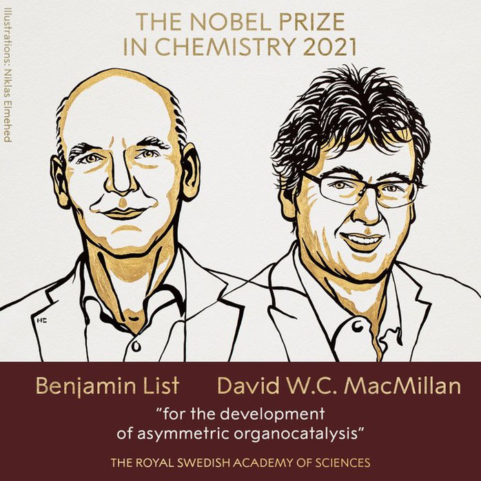 Giải Nobel Hóa học 2021 gọi tên 2 nhà khoa học Đức - Mỹ - Ảnh 1.