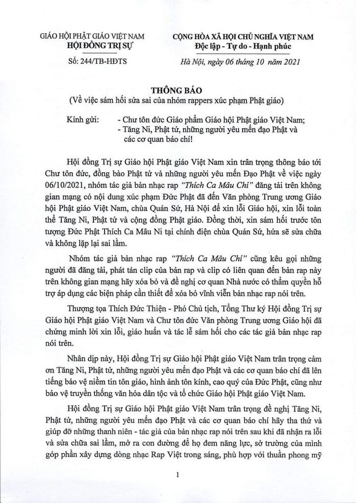 Xúc phạm Phật giáo, nhóm nhạc Rap Nhà Làm đến chùa Quán Sứ xin lỗi và sám hối - Ảnh 3.