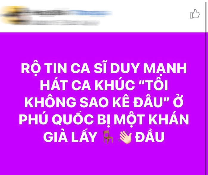 Rộ tin bị ném ghế vào đầu khi đang hát Tôi không sao kê đâu, Duy Mạnh nói gì? - Ảnh 2.