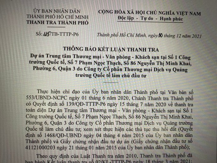 Vì sao Thanh tra TP HCM kiến nghị thu hồi hơn 8.000m2 “đất vàng”?  - Ảnh 1.