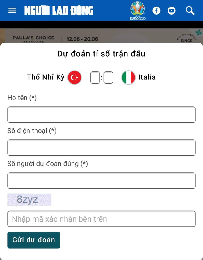 Mời tham dự cuộc thi Dự đoán kết quả Euro 2020 trên Người Lao Động Online - Ảnh 2.