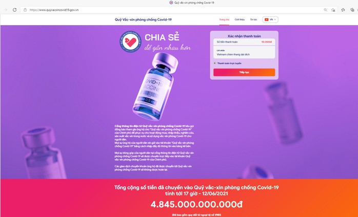 Ủng hộ Quỹ vắc-xin phòng Covid-19 trực tuyến dễ dàng qua website chính thức - Ảnh 4. Ủng hộ Quỹ vắc-xin phòng Covid-19 trực tuyến dễ dàng qua website chính thức - Ảnh 4.