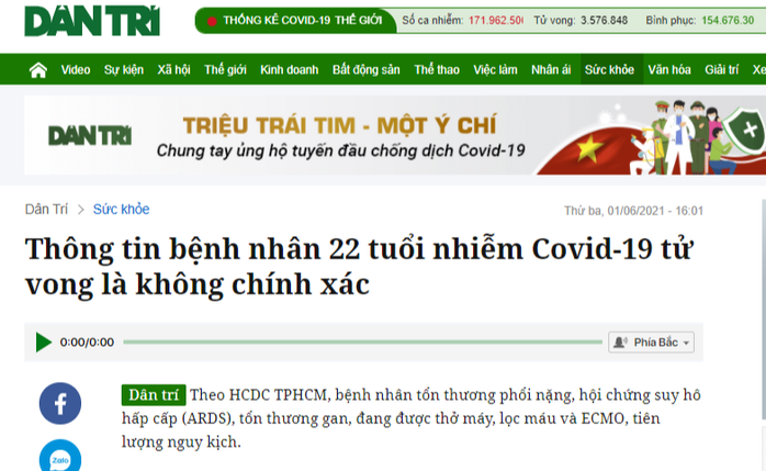 TP HCM: Báo điện tử Dân Trí bị đề nghị xử phạt vì đưa tin sai sự thật về Covid-19 - Ảnh 1.