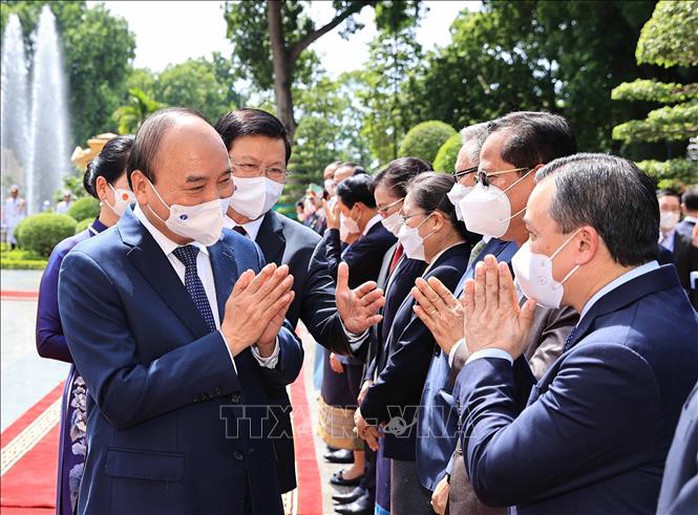 Chủ tịch nước chủ trì lễ đón Tổng Bí thư, Chủ tịch nước Lào - Ảnh 8.