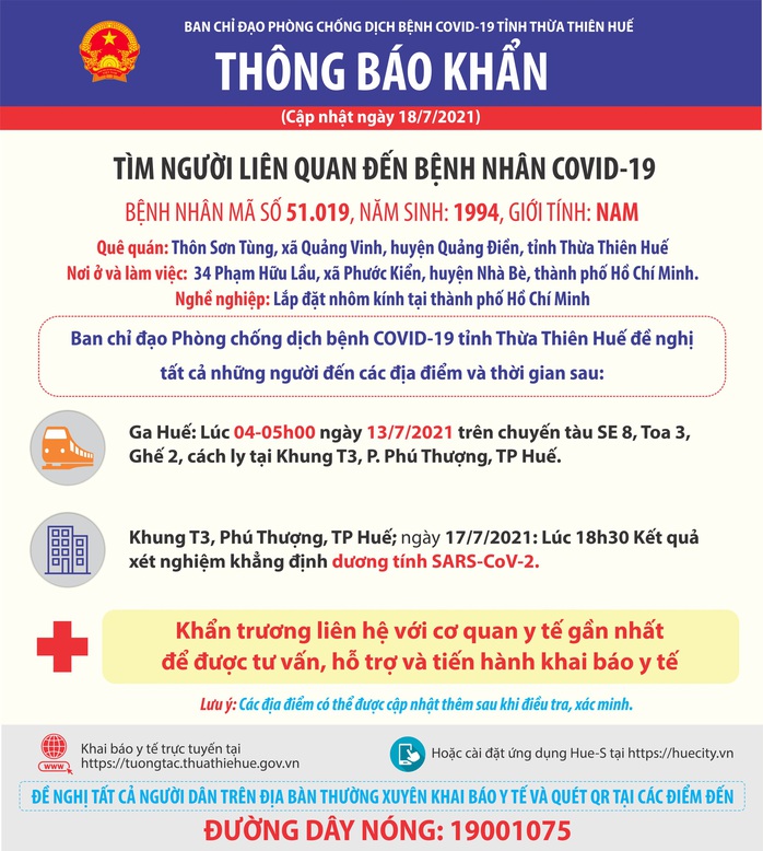 Huế tìm người liên quan đến ca mắc Covid-19 trở về từ TP HCM bằng tàu hỏa - Ảnh 1.