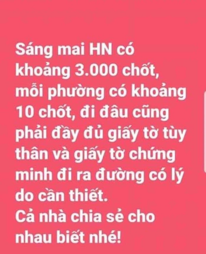 Người đăng tin sáng mai Hà Nội có 3.000 chốt bị phạt 12,5 triệu đồng - Ảnh 1.