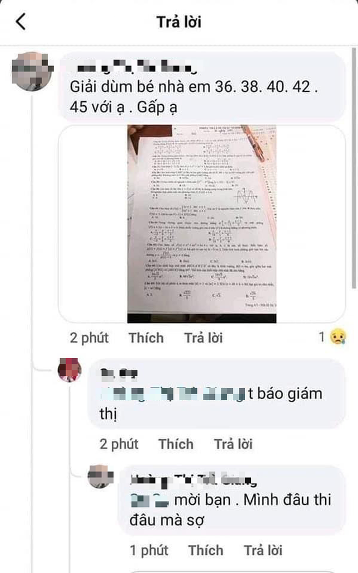 Nghi vấn thí sinh ở Quảng Bình chụp đề môn toán đưa lên mạng cầu cứu giải giùm - Ảnh 1.