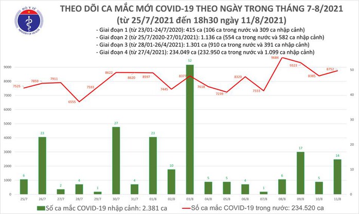 Ngày 11-8, thêm 4.806 người khỏi bệnh, 8.766 ca mắc Covid-19 - Ảnh 1.