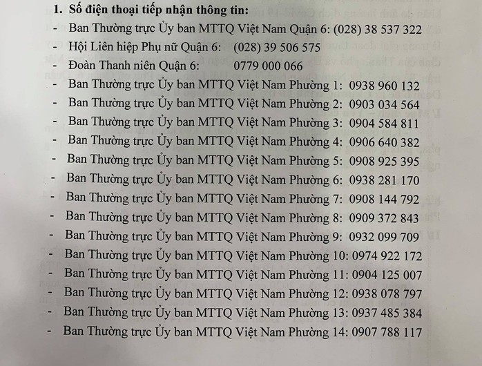 Những số điện thoại người dân TP HCM cần biết khi cần hỗ trợ nhu yếu phẩm - Ảnh 6.