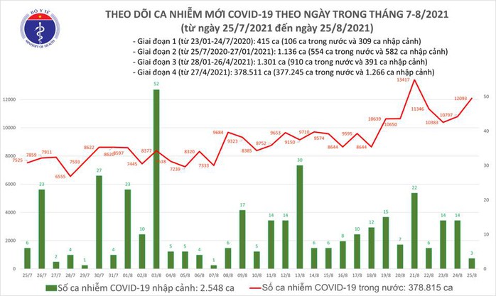 Ngày 25-8, thêm 7.646 trường hợp khỏi bệnh và 12.096 ca mắc Covid-19 - Ảnh 1.