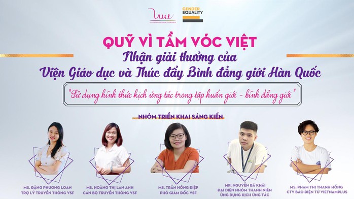 Quỹ Vì Tầm Vóc Việt nhận giải thưởng của Viện Giáo dục và Thúc đẩy Bình đẳng giới Hàn Quốc (KIGIPE) - Ảnh 1. Quỹ Vì Tầm Vóc Việt nhận giải thưởng của Viện Giáo dục và Thúc đẩy Bình đẳng giới Hàn Quốc (KIGIPE) - Ảnh 1.