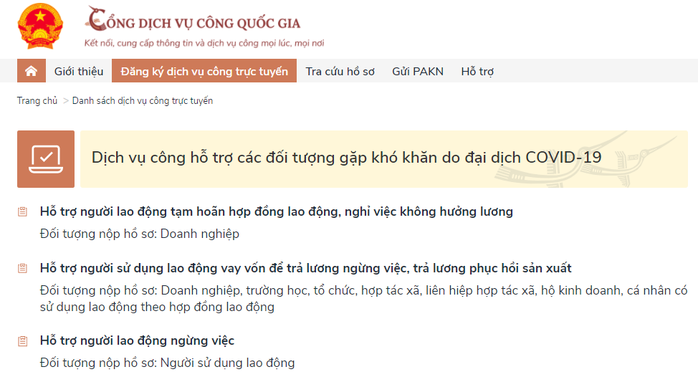 Người lao động có thể làm thủ tục nhận tiền hỗ trợ Covid-19 trên Cổng Dịch vụ công Quốc gia - Ảnh 1.