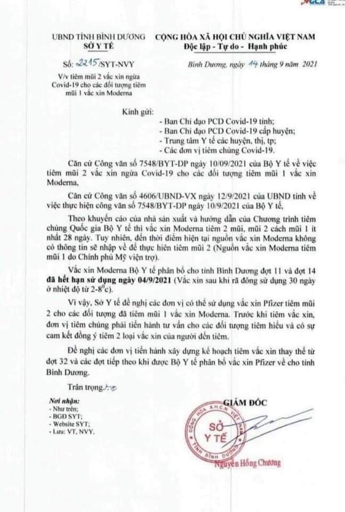 Giám đốc Sở Y tế Bình Dương lý giải văn bản gây hiểu nhầm để vắc-xin hết hạn - Ảnh 1.