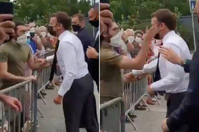 Tổng thống Pháp Emmanuel Macron bị ném “trứng” vào người - Ảnh 3.
