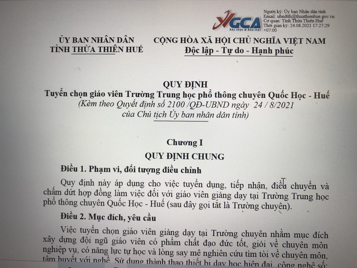 Điều kiện để ứng tuyển giáo viên trường chuyên Quốc học Huế - Ảnh 2.