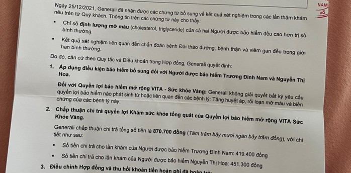 Bị khách hàng khiếu nại, Bảo hiểm Nhân thọ Generali Việt Nam nói gì? - Ảnh 2.