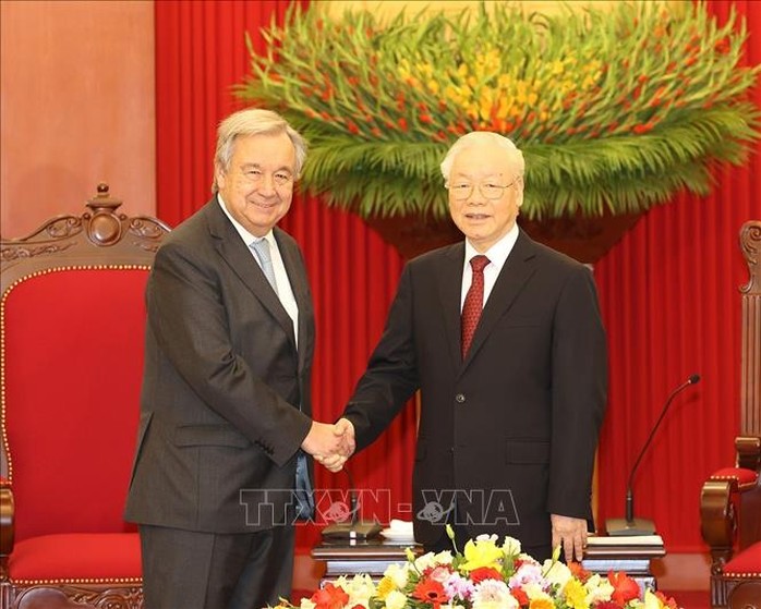 Tổng Bí thư Nguyễn Phú Trọng tiếp Tổng Thư ký Liên Hiệp Quốc António Guterres - Ảnh 1.