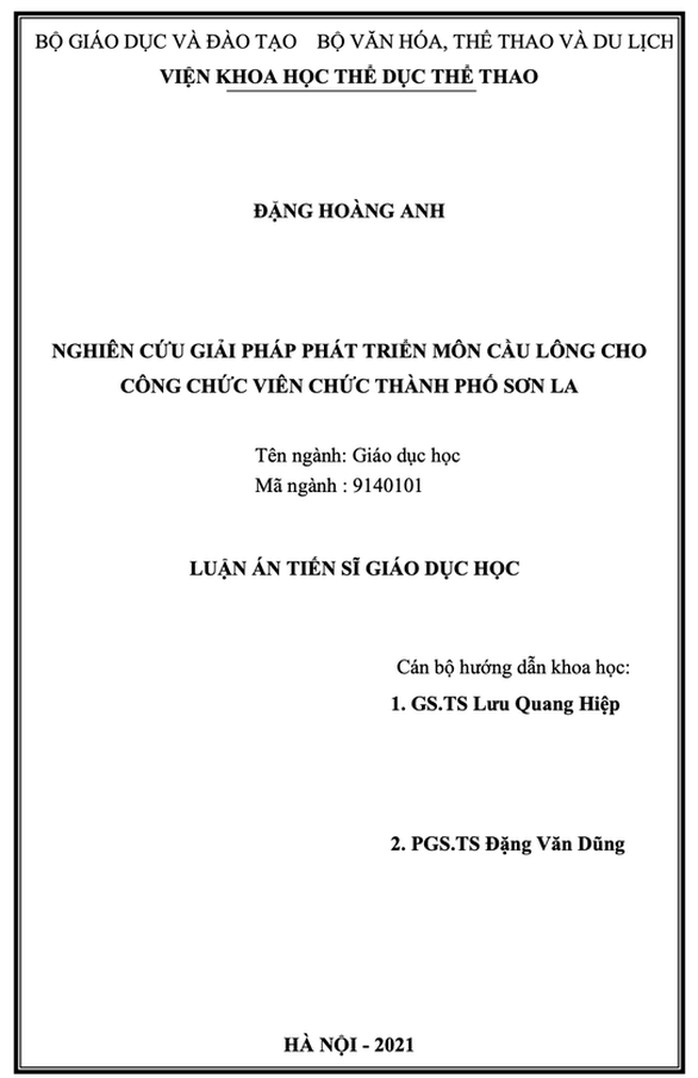 Luận án tiến sĩ Nghiên cứu phát triển môn cầu lông bị đánh giá không đạt - Ảnh 2.