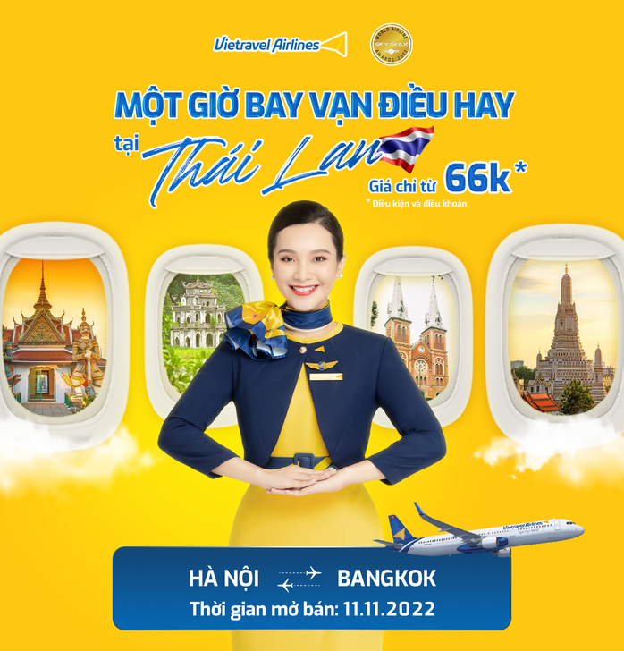 Vietravel Airlines chính thức mở bán vé thương mại thường lệ Việt Nam – Thái Lan - Ảnh 1. Vietravel Airlines chính thức mở bán vé thương mại thường lệ Việt Nam – Thái Lan - Ảnh 1.