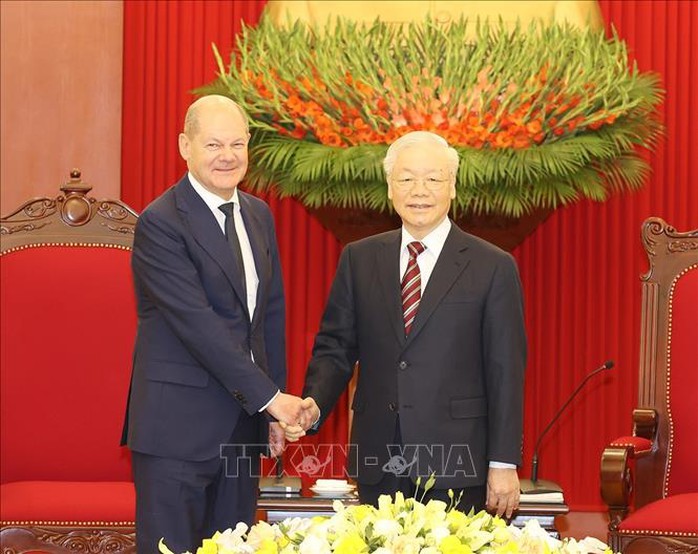 Tổng Bí thư Nguyễn Phú Trọng trao đổi với Thủ tướng Đức phương hướng lớn đẩy mạnh hợp tác - Ảnh 1.