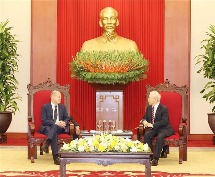 Tổng Bí thư Nguyễn Phú Trọng trao đổi với Thủ tướng Đức phương hướng lớn đẩy mạnh hợp tác - Ảnh 2.