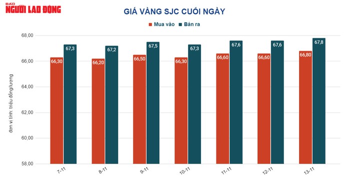 Giá vàng hôm nay 14-11: Vàng SJC, vàng nhẫn đồng loạt giảm - Ảnh 2.