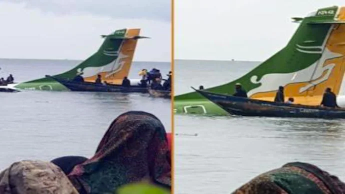 CLIP: Chạy đua giải cứu hành khách trong máy bay lao xuống hồ ở Tanzania - Ảnh 1.