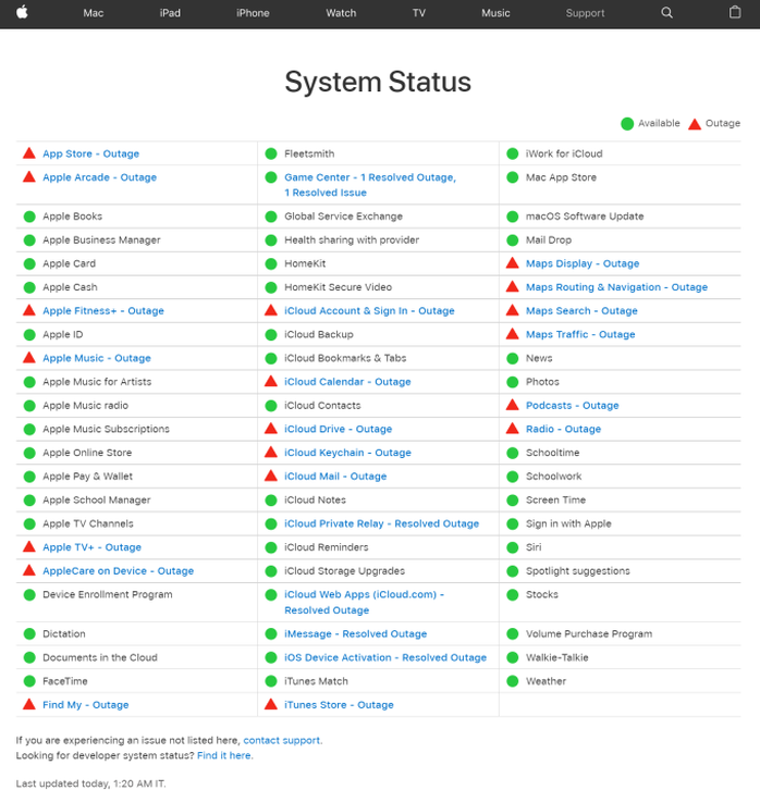 Hàng loạt dịch vụ của Apple gặp sự cố - Ảnh 2. Hàng loạt dịch vụ của Apple gặp sự cố - Ảnh 2.