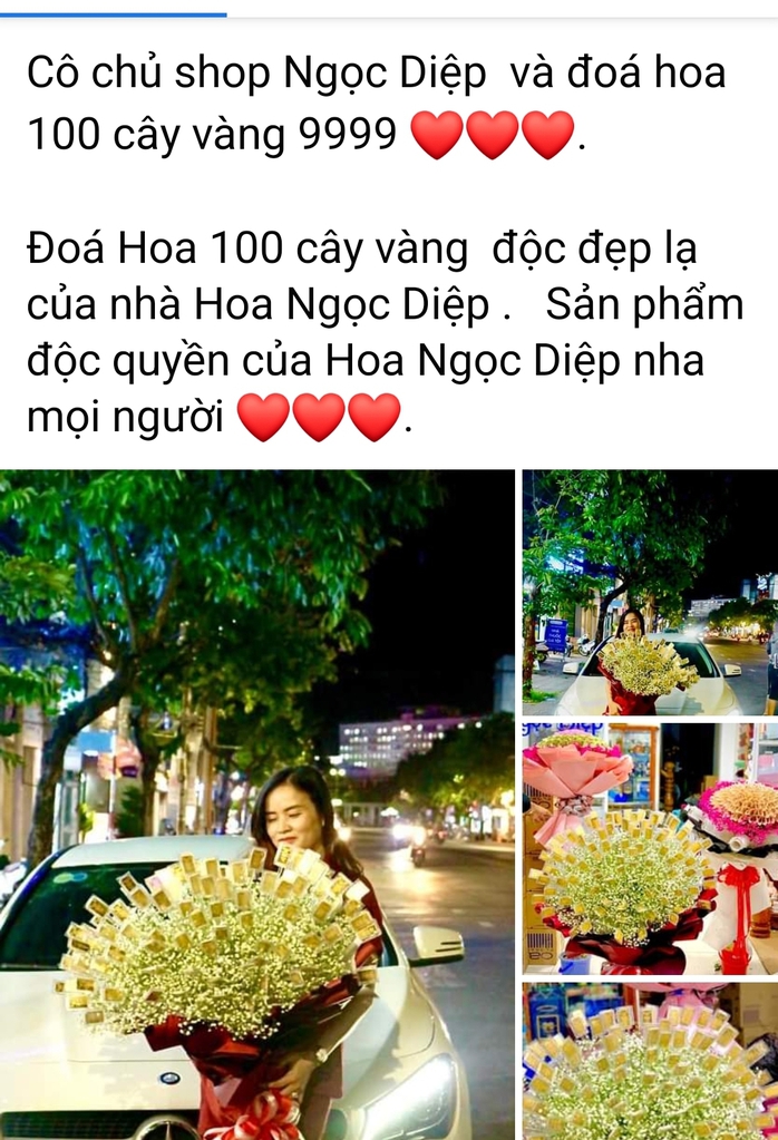 Sự thật vụ đại gia tặng vợ bó hoa 100 cây vàng 9999 dịp 8-3 - Ảnh 3.