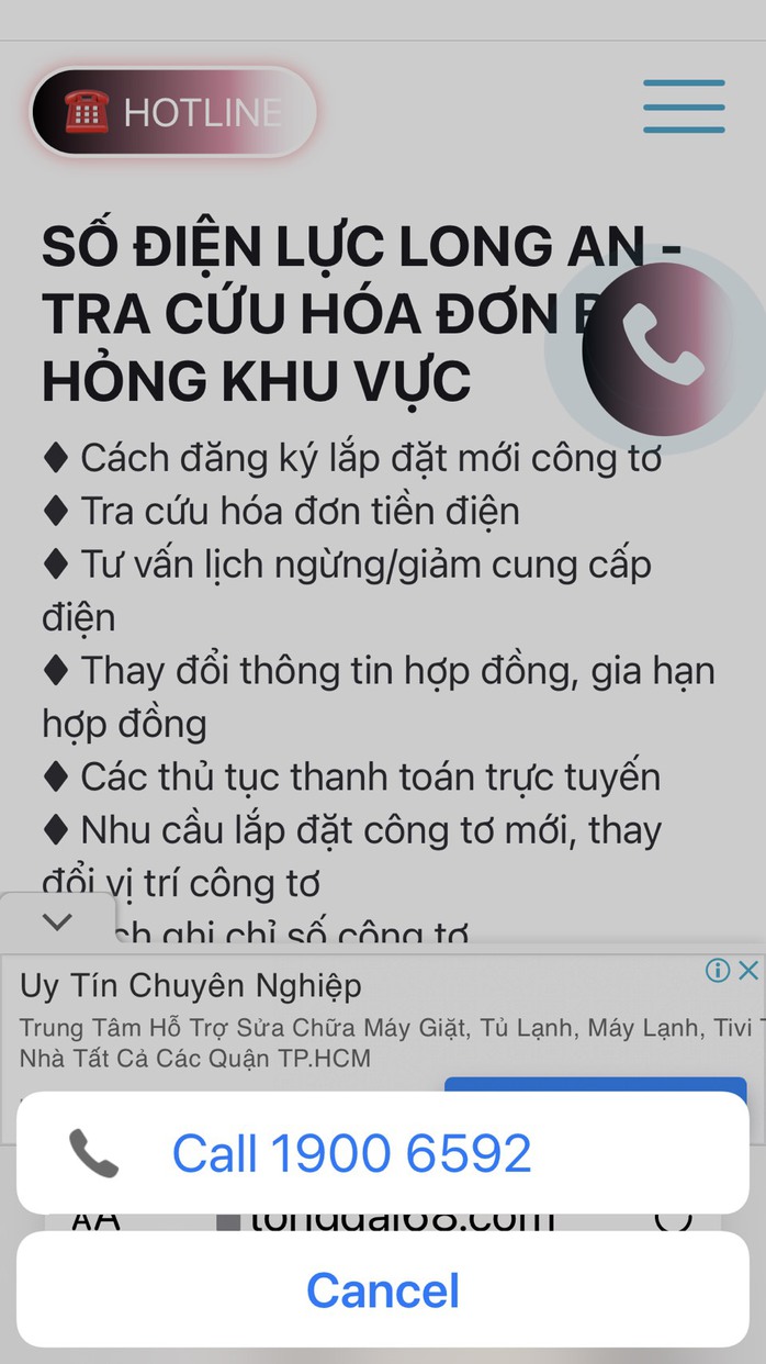 EVNSPC: Cảnh báo giả mạo tổng đài chăm sóc khách hàng ngành điện - Ảnh 1.