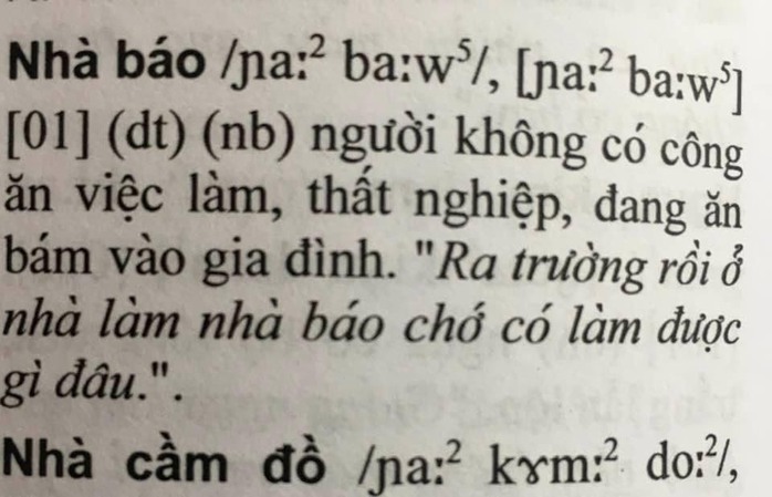 Tác giả từ điển nói về nhà báo được diễn giải là người thất nghiệp, ăn bám - Ảnh 2.