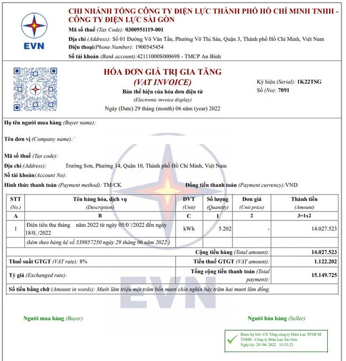 EVNHCMC: Thay đổi mẫu hóa đơn tiền điện từ ngày 1-7-2022 - Ảnh 1.