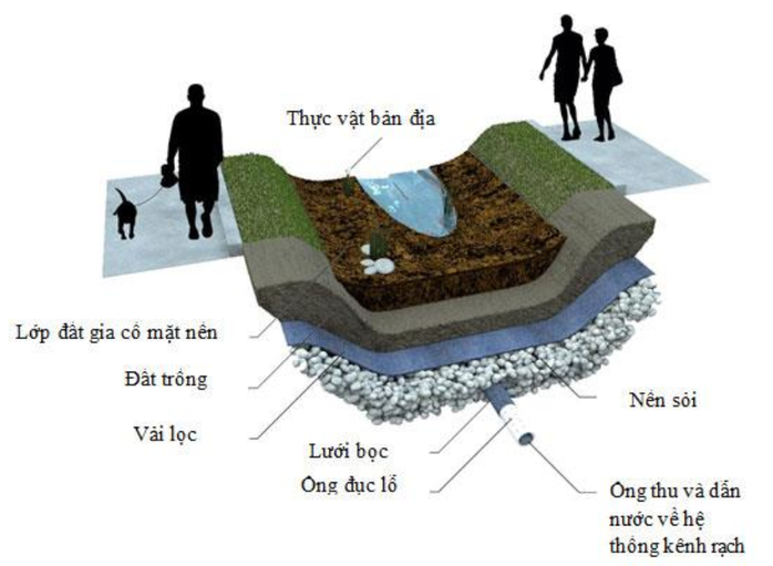 Giải pháp vỉa hè thẩm thấu nước kết hợp mảng xanh chống ngập - Ảnh 2.