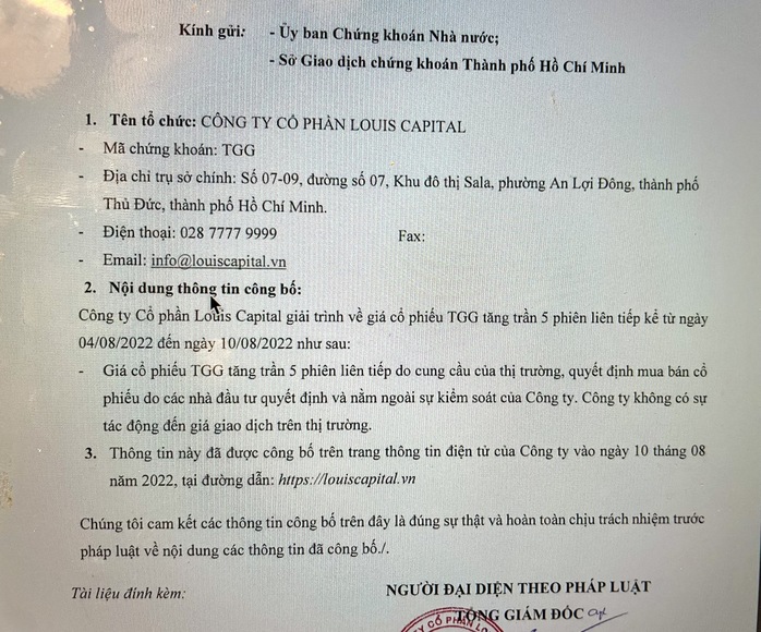 Cổ phiếu TGG của Louis Capital tăng trần 6 phiên liên tiếp, vì sao? - Ảnh 1.