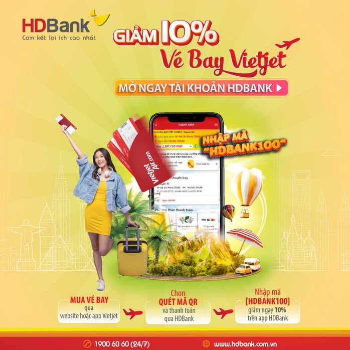 Cùng HDBank đặt vé máy bay giờ nào cũng rẻ - Ảnh 1. Cùng HDBank đặt vé máy bay giờ nào cũng rẻ - Ảnh 1.