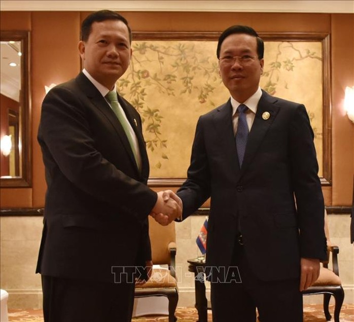 Chủ tịch nước Võ Văn Thưởng tiếp Thủ tướng Campuchia Hun Manet - Ảnh 1.