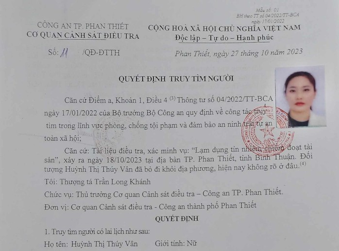Bình Thuận: Truy tìm vợ chồng chủ hụi 9X bị tố cáo chiếm đoạt hơn 19 tỉ đồng - Ảnh 1.