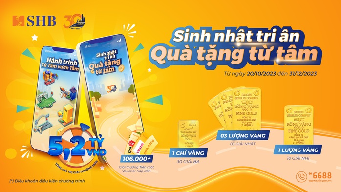 SHB tặng vàng SJC 999.9 cho khách hàng chơi game - Ảnh 1. SHB tặng vàng SJC 999.9 cho khách hàng chơi game - Ảnh 1.
