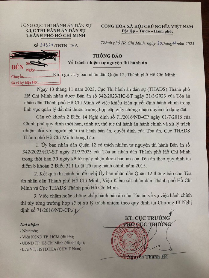 Vụ cụ ông gần 20 năm đi đòi đất: Thông báo quan trọng gửi UBND quận 12- Ảnh 2. Vụ cụ ông gần 20 năm đi đòi đất: Thông báo quan trọng gửi UBND quận 12- Ảnh 2.